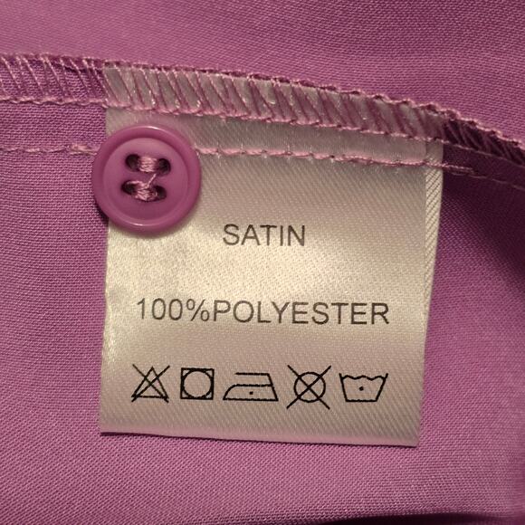 Taylor Tillman Ruffle Satin Lilac Midi Shirt Dress Large - Picture 3 of 4